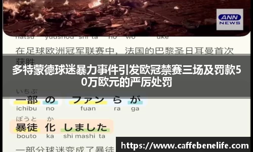 多特蒙德球迷暴力事件引发欧冠禁赛三场及罚款50万欧元的严厉处罚